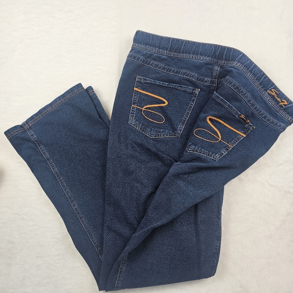 Seven7 Denim‎ Jeans Pants Boot Cut Drawstring Stretch Jegging Size 14 Pull On